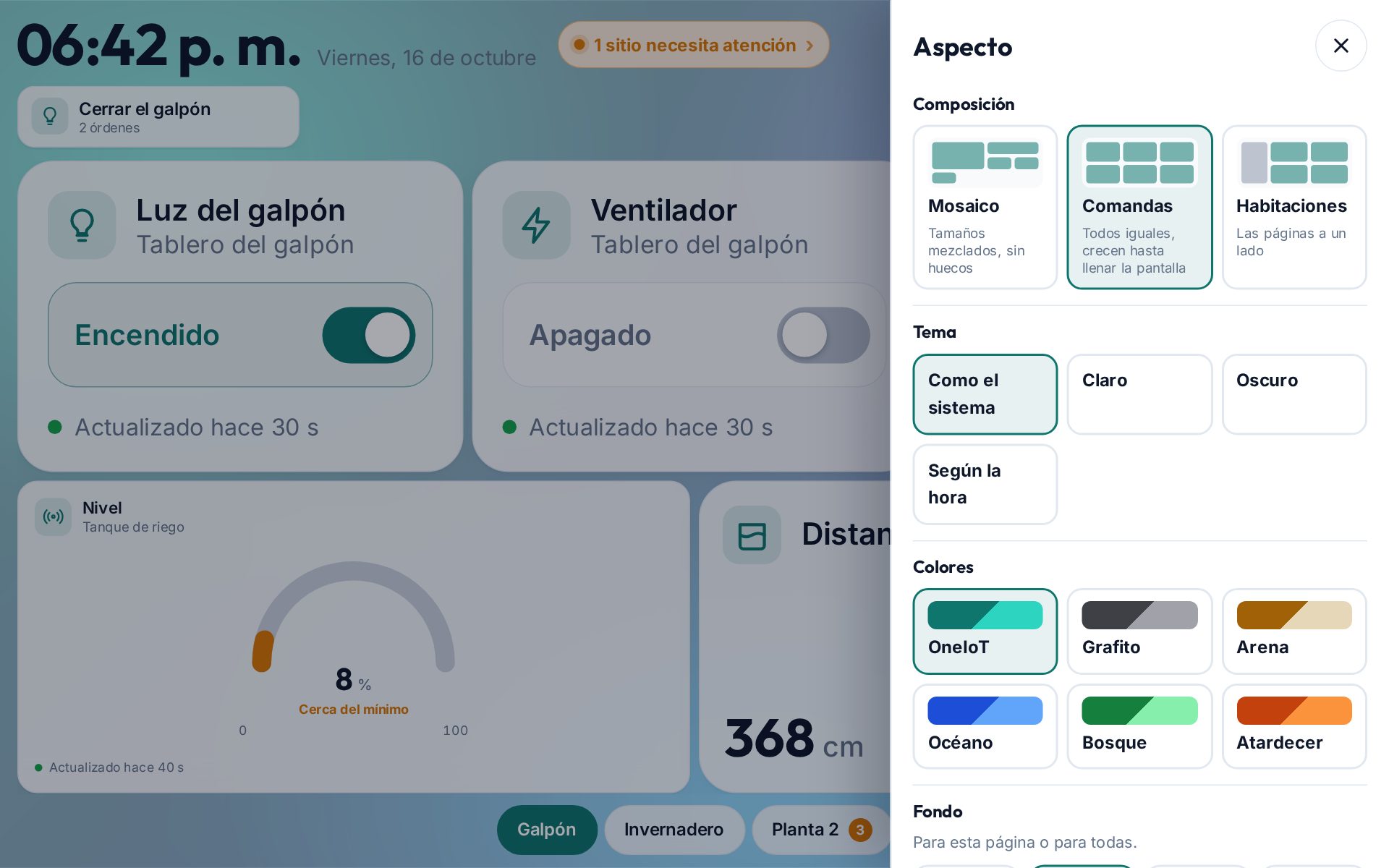 Aspecto: la composición, el tema, los colores, el fondo y el protector